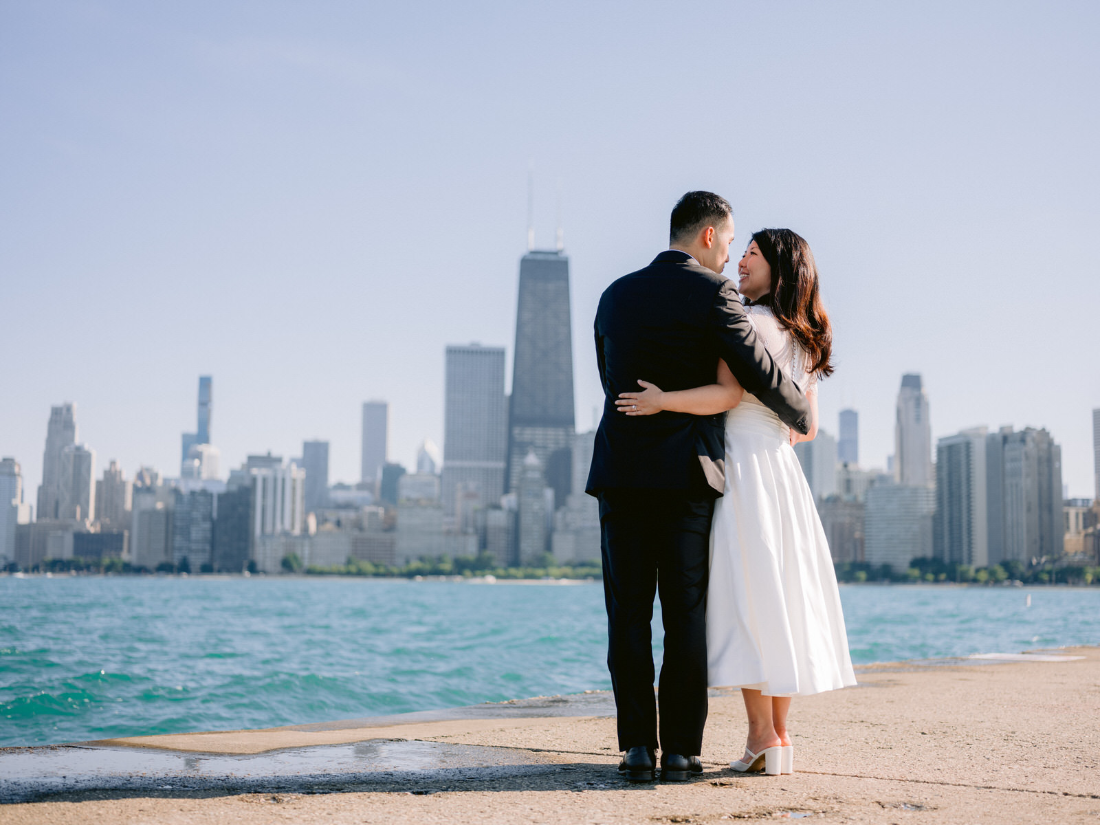 Chicago City Hall Elopement portraits at North Ave Beach