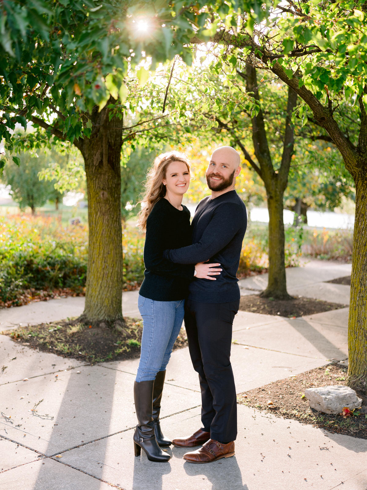 ping tom memorial park engagement photos couple standing in the arboretum