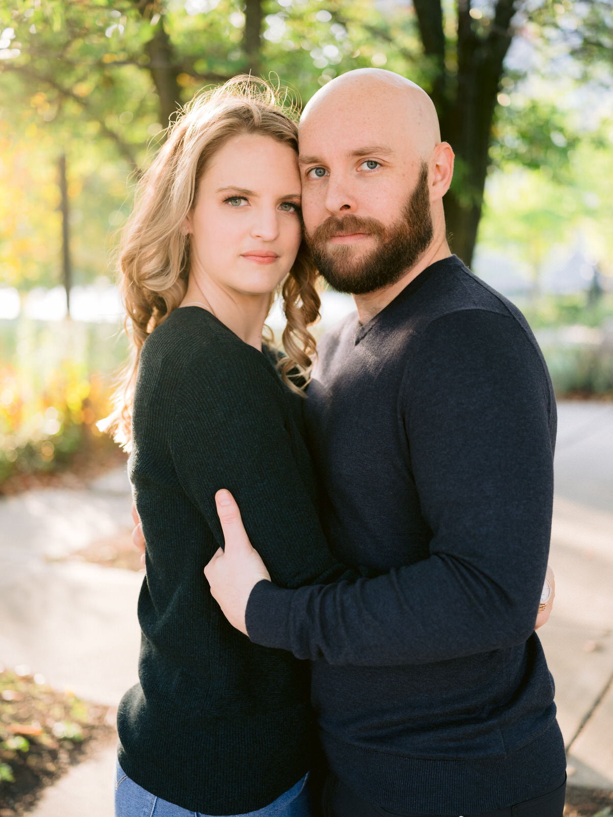 ping tom memorial park engagement photos couple cuddling in arboretum and with model pose